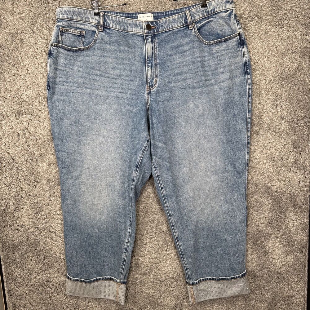 Lane Bryant Jeans Size 26 Plus Size Embellished Rhinestone Cuff High Rise